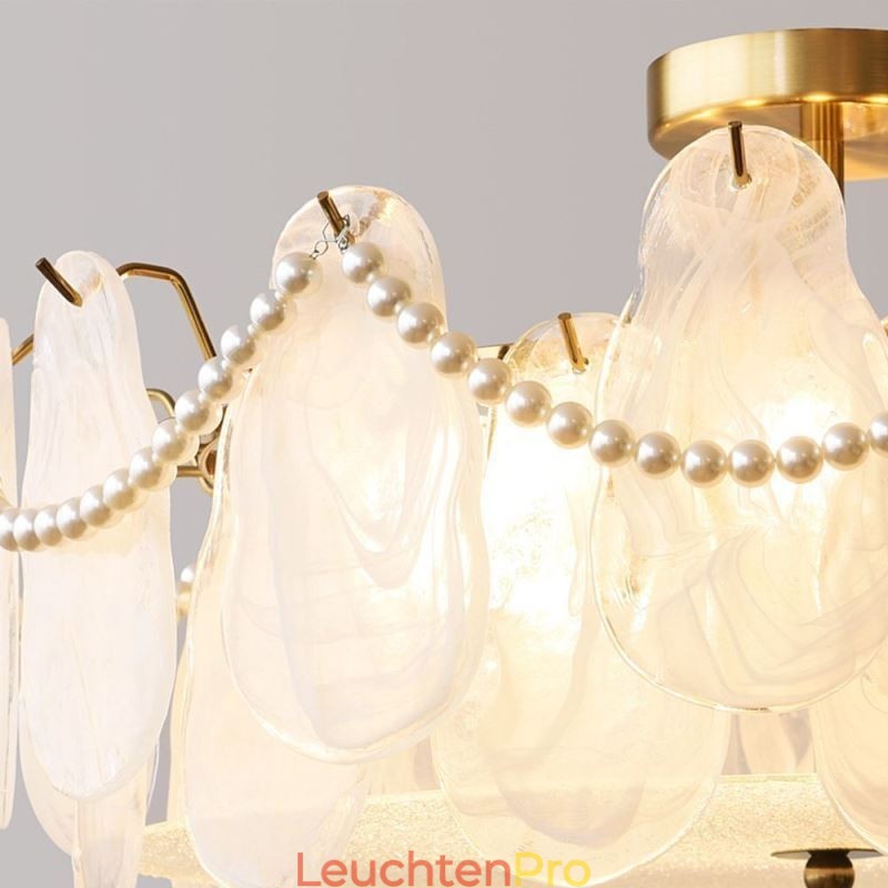 Europäische Deckenleuchte aus Eisen, elegante Deckenleuchte aus Glas