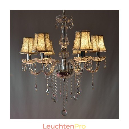 Moderner Luxus-Kronleuchter mit 6 Lichtern und Kristalldekoration Moderner Luxus-Kronleuchter mit 6 Lichtern und Kristalldekoration