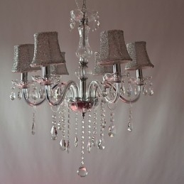 Moderner Luxus-Kronleuchter mit 6 Lichtern und Kristalldekoration