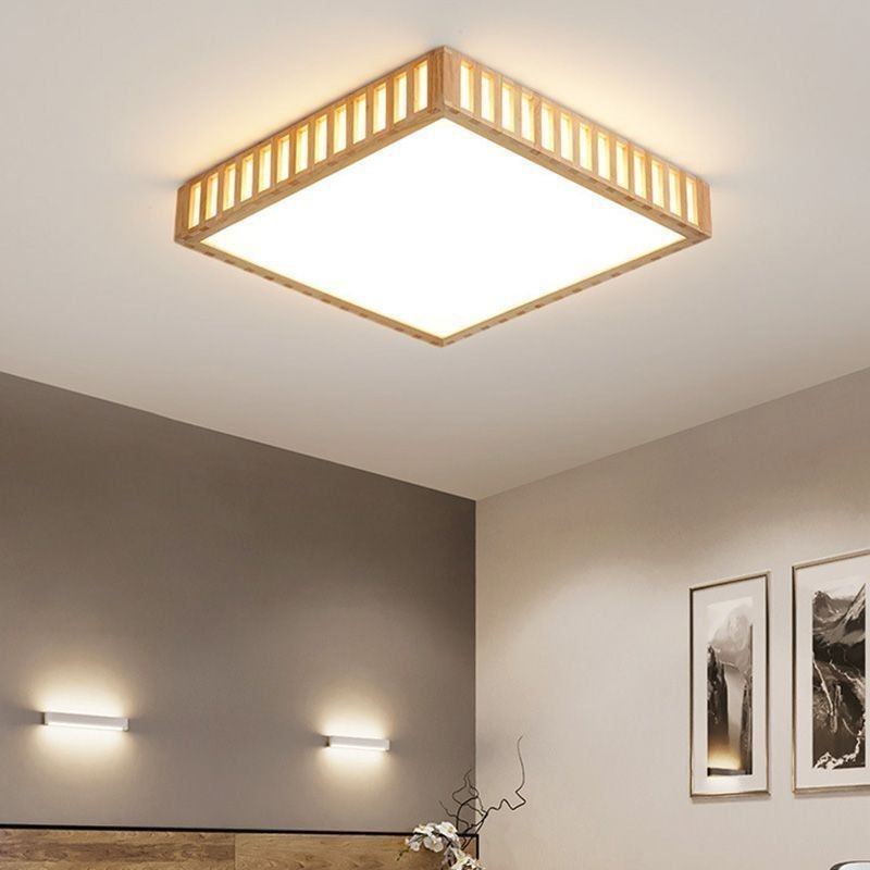 Japanische Deckenlampe Quadratische Holzdeckenlampe