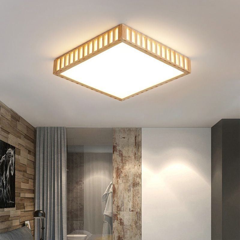 Japanische Deckenlampe Quadratische Holzdeckenlampe