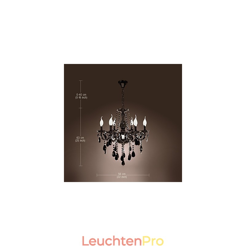 Kronleuchter Schwarz Kristall Modern 6 Lichter
