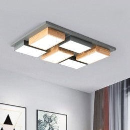 Moderne Acryl Deckenleuchte Geometrische Holz Deckenleuchte