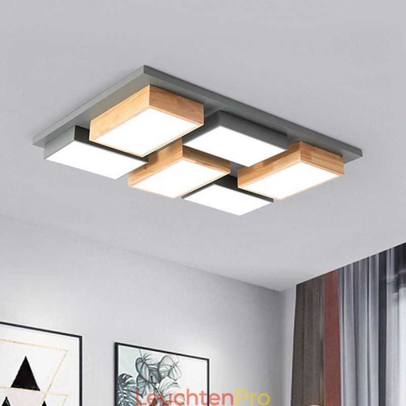 Moderne Acryl Deckenleuchte Geometrische Holz Deckenleuchte