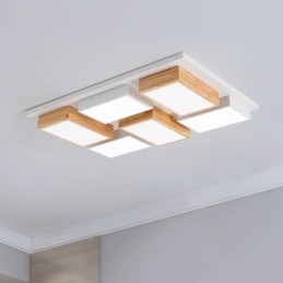 Moderne Acryl Deckenleuchte Geometrische Holz Deckenleuchte