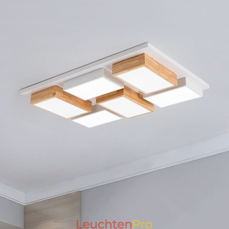 Moderne Acryl Deckenleuchte Geometrische Holz Deckenleuchte