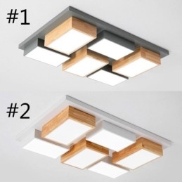 Moderne Acryl Deckenleuchte Geometrische Holz Deckenleuchte