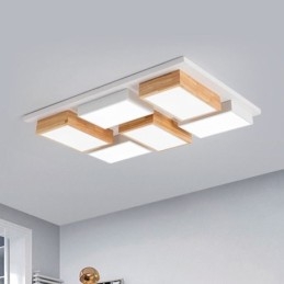 Moderne Acryl Deckenleuchte Geometrische Holz Deckenleuchte
