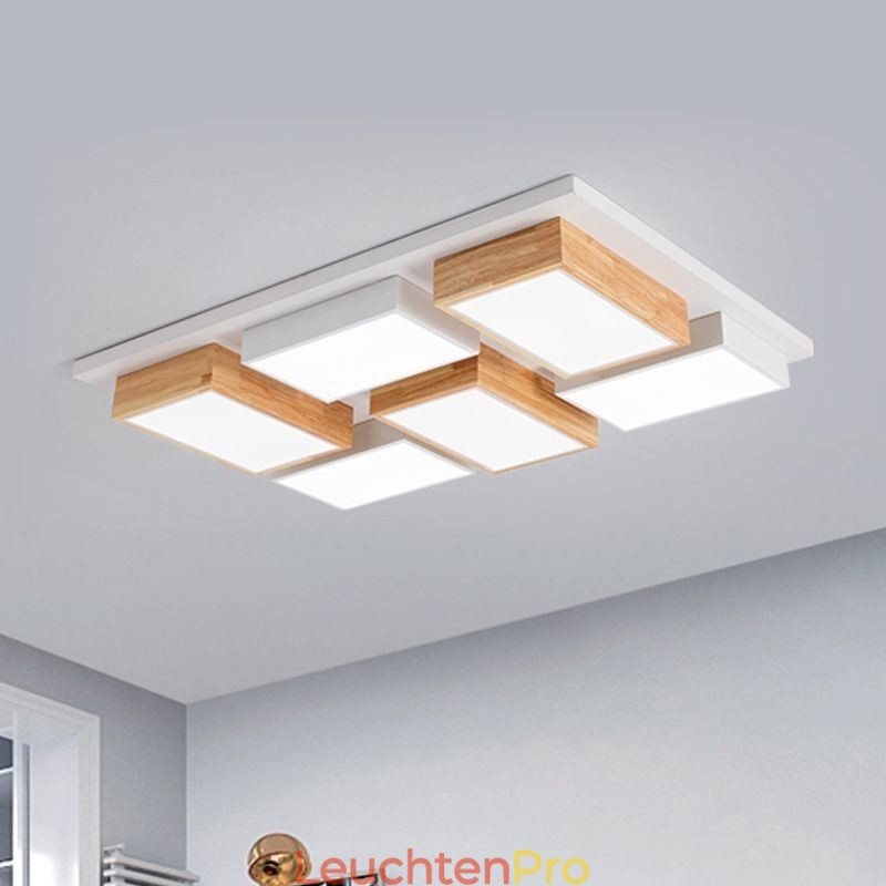 Moderne Acryl Deckenleuchte Geometrische Holz Deckenleuchte