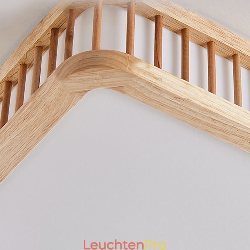 Japanische Acryl-Deckenleuchte, rechteckig, Gummiholz-Deckenleuchte