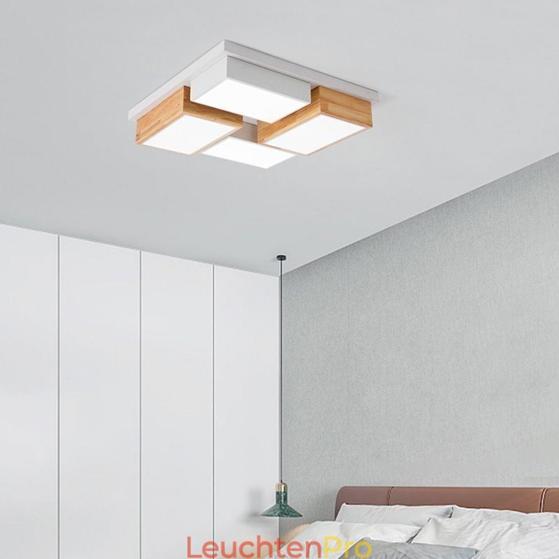 Moderne Deckenleuchte Geometrische Holz Deckenlampe