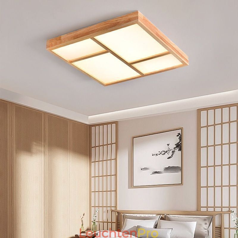 Japanische Acryl-Deckenleuchte, geometrische Holz-Deckenleuchte