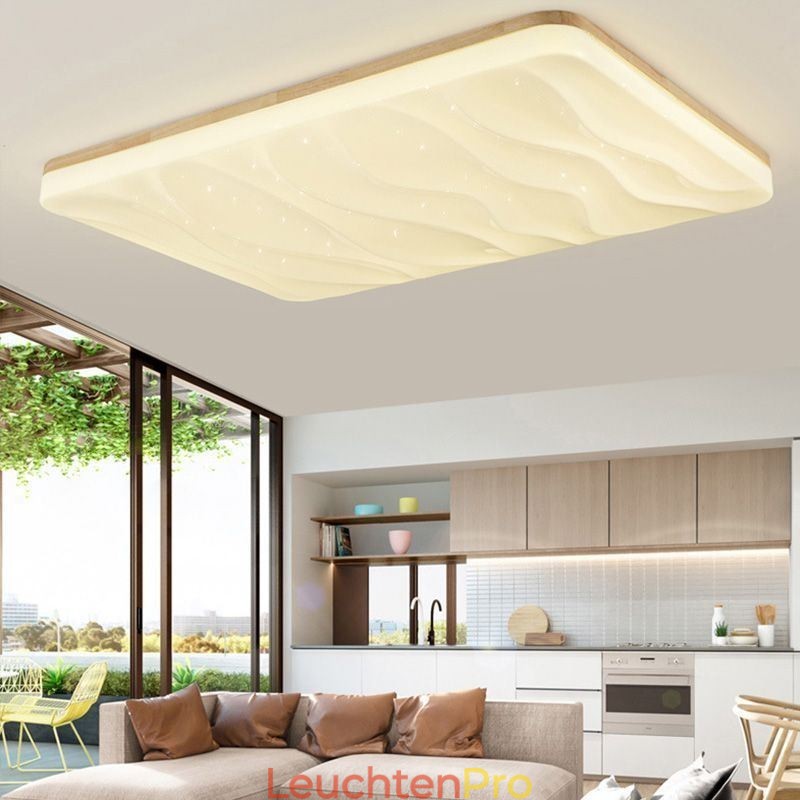 Japanische Acryl-Deckenleuchte, rechteckige gewellte Deckenlampe