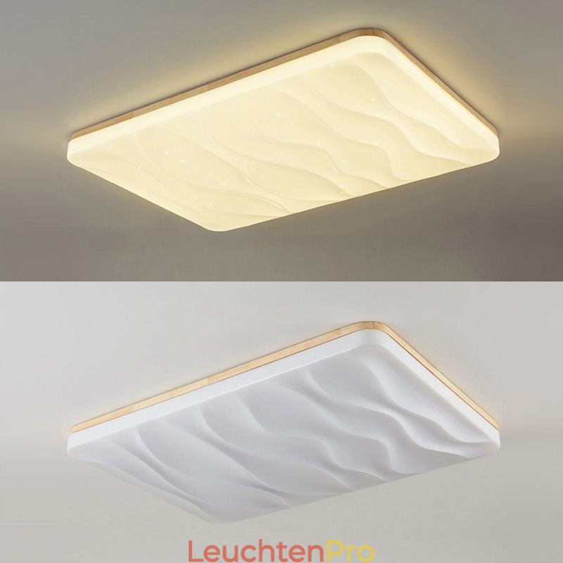 Japanische Acryl-Deckenleuchte, rechteckige gewellte Deckenlampe