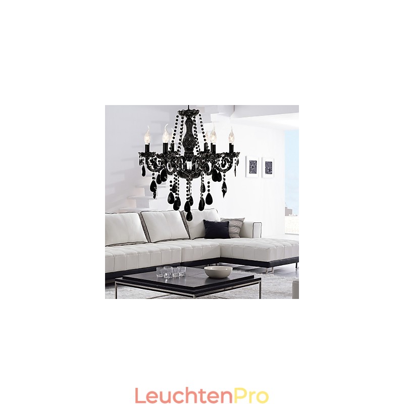 Kronleuchter Schwarz Kristall Modern 6 Lichter