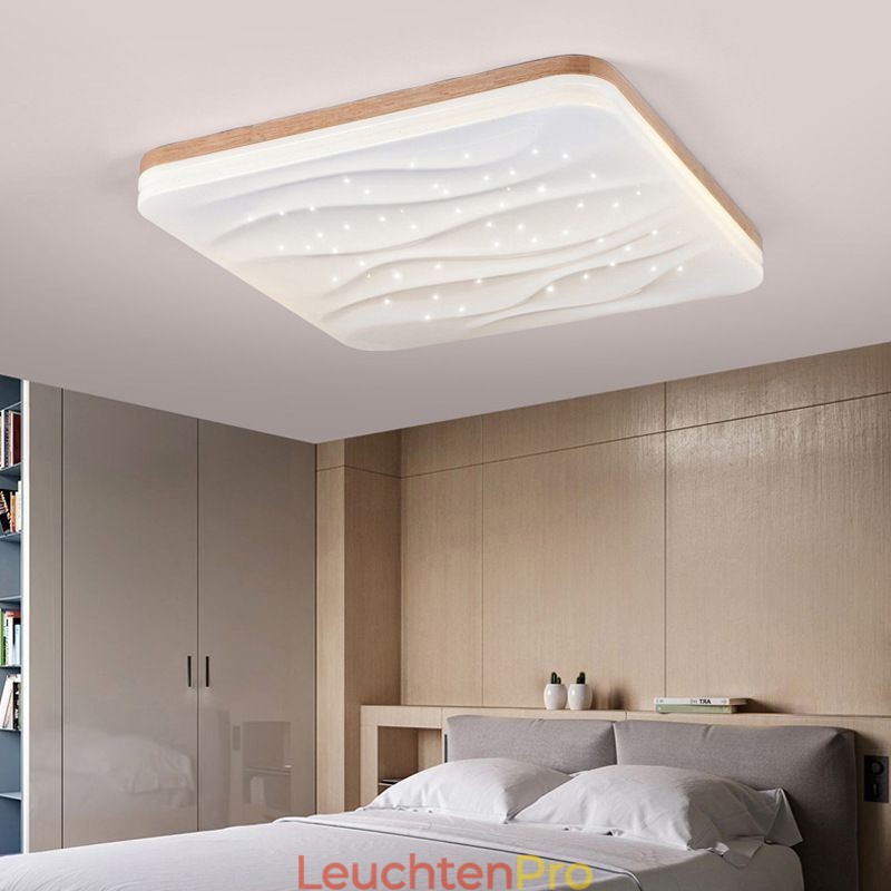 Japanische Acryl-Deckenleuchte, quadratische gewellte Deckenlampe