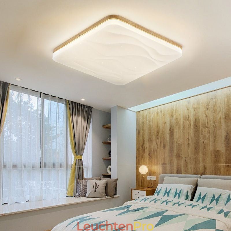 Japanische Acryl-Deckenleuchte, quadratische gewellte Deckenlampe