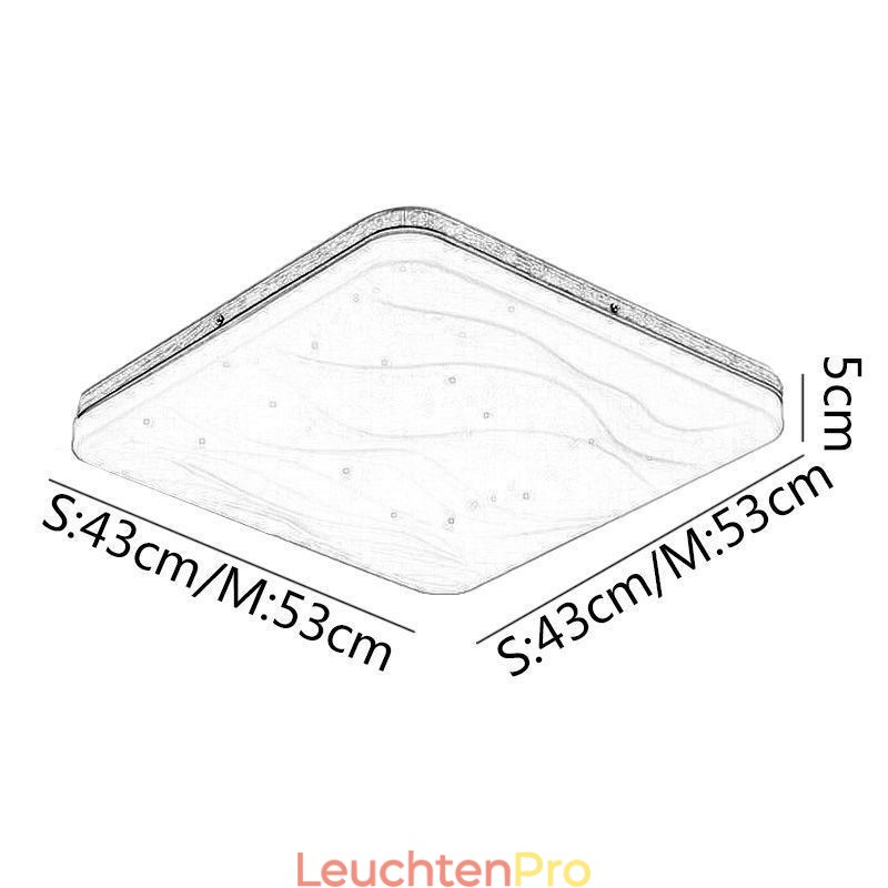 Japanische Acryl-Deckenleuchte, quadratische gewellte Deckenlampe