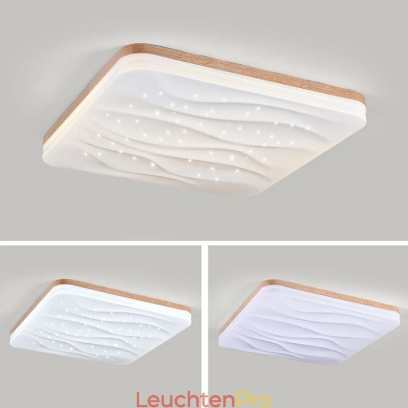Japanische Acryl-Deckenleuchte, quadratische gewellte Deckenlampe