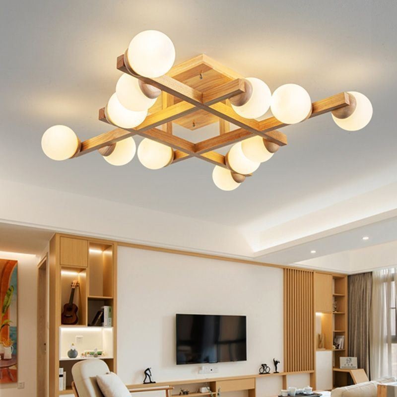 Japanische Holz-Deckenleuchte Magic Bean Molecular Deckenlampe