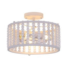 3-Licht-Deckenbeleuchtung Holzperlen Deckenlampe Foyer