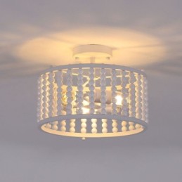 3-Licht-Deckenbeleuchtung Holzperlen Deckenlampe Foyer