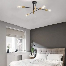 4 Lichter Schwarz Sputnik Kronleuchter Mid Century Semi Flush Mount Deckenleuchte
