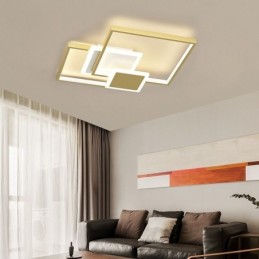 Moderne goldene Unterputz-Deckenleuchte mit geometrischer Leuchte, 2-lagig