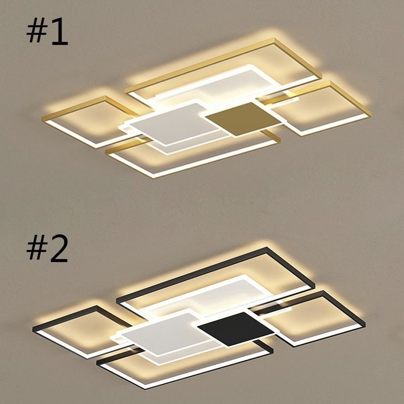 Moderne goldene Unterputz-Deckenleuchte mit geometrischer Leuchte, 2-lagig
