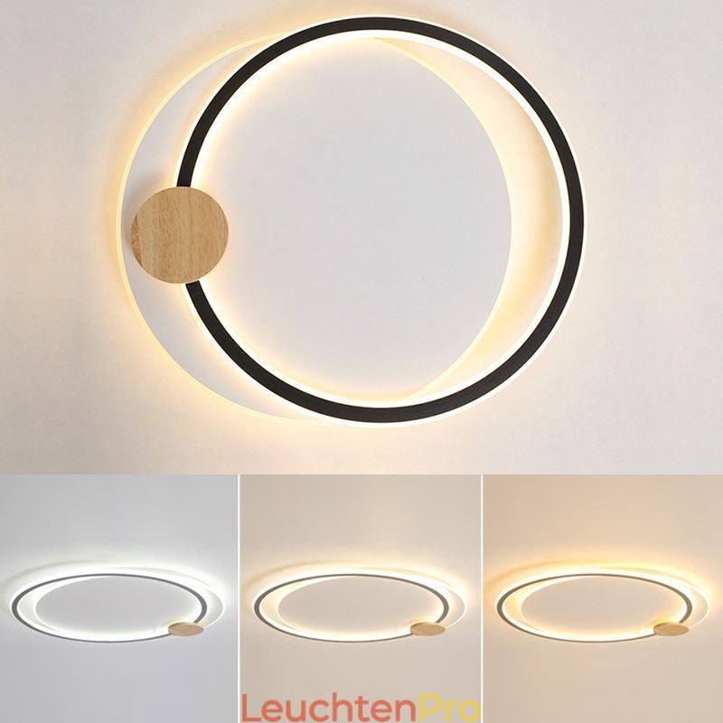 Moderne Deckenleuchte mit 2 Ringen aus Acryl