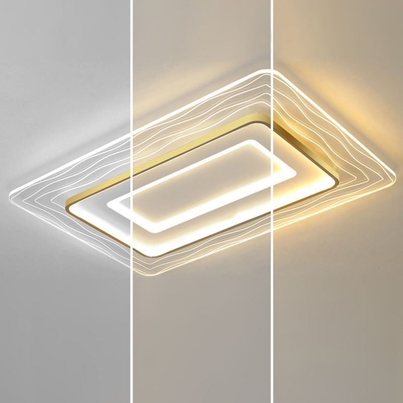 Rechteckige, flächenbündige, minimalistische, ultradünne Deckenleuchte aus Acryl