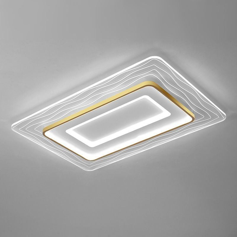Rechteckige, flächenbündige, minimalistische, ultradünne Deckenleuchte aus Acryl
