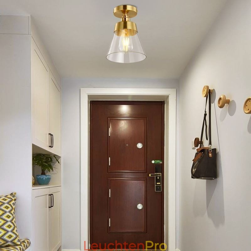 Moderne Deckenleuchte aus Glas, 1 Licht, Messing-Finish