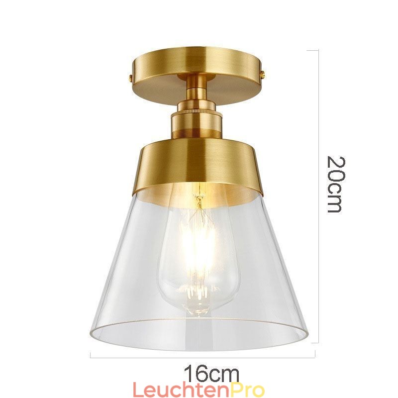 Moderne Deckenleuchte aus Glas, 1 Licht, Messing-Finish