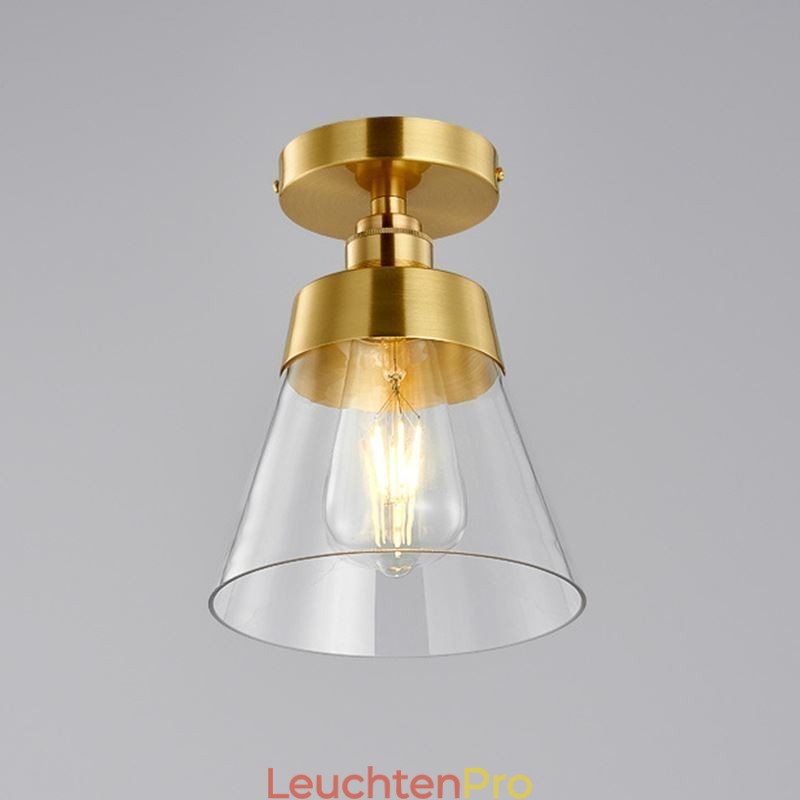 Moderne Deckenleuchte aus Glas, 1 Licht, Messing-Finish