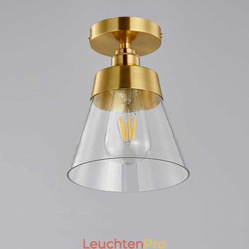 Moderne Deckenleuchte aus Glas, 1 Licht, Messing-Finish