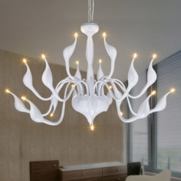 18 Lichter Edelstahl Post Modern Swan Kronleuchter Licht G4 Weiß Fertig