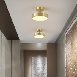 Runde Mini-Deckenleuchte in Gold-Kupfer