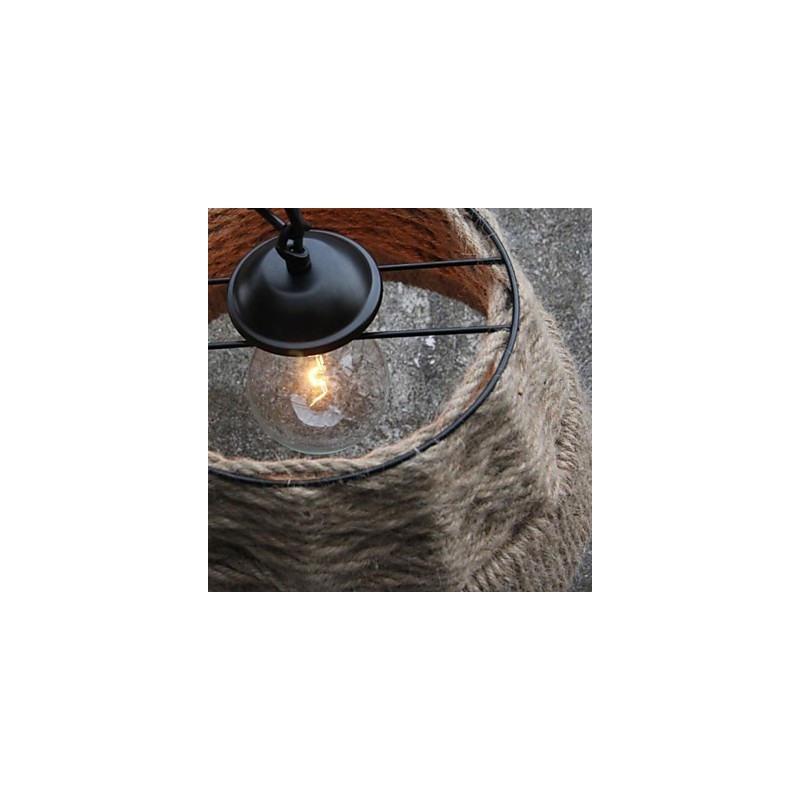 Handgefertigte Kronleuchterlampe aus Hanfseil im Retro-Landhausstil