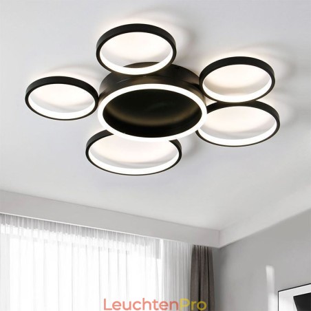 Moderne Deckenleuchte mit 6 Ringen aus Acryl