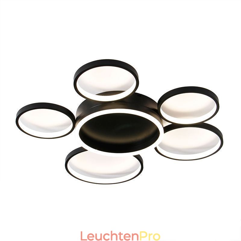 Moderne Deckenleuchte mit 6 Ringen aus Acryl