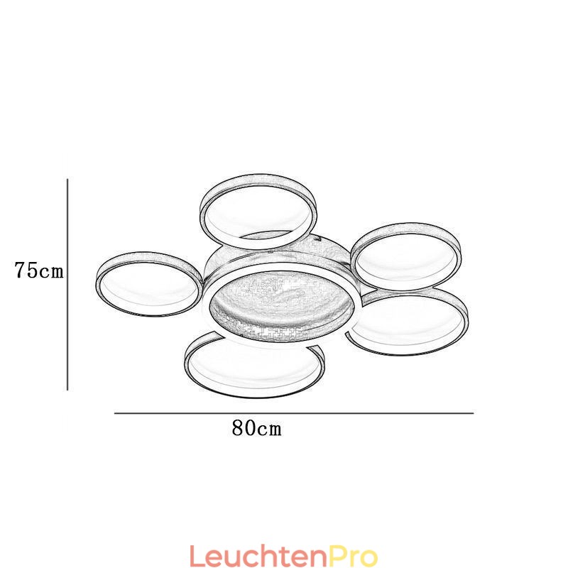 Moderne Deckenleuchte mit 6 Ringen aus Acryl