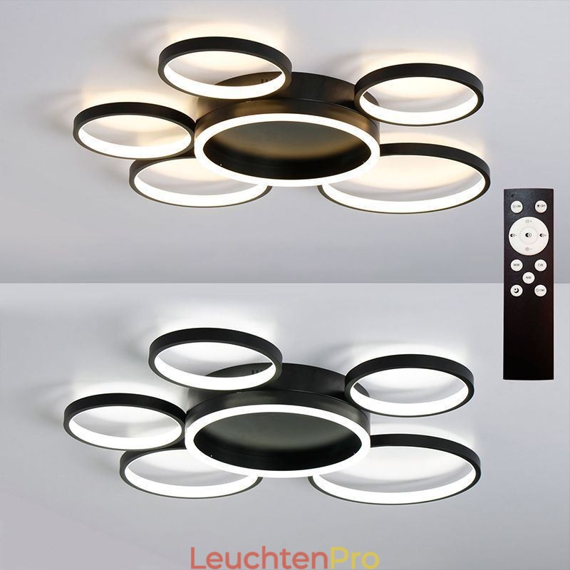 Moderne Deckenleuchte mit 6 Ringen aus Acryl