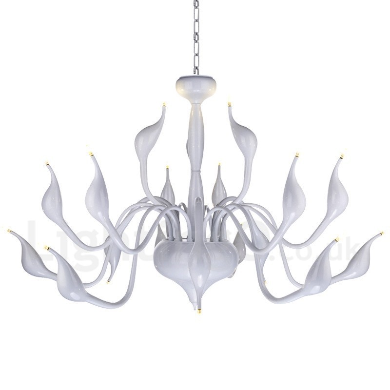 18 Lichter Edelstahl Post Modern Swan Kronleuchter Licht G4 Weiß Fertig