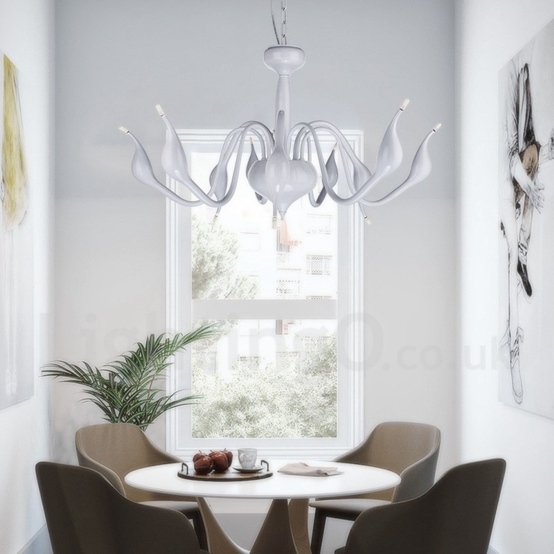 18 Lichter Edelstahl Post Modern Swan Kronleuchter Licht G4 Weiß Fertig