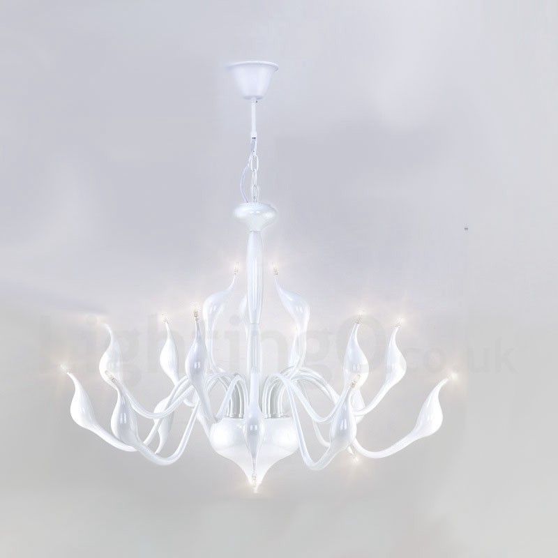 18 Lichter Edelstahl Post Modern Swan Kronleuchter Licht G4 Weiß Fertig