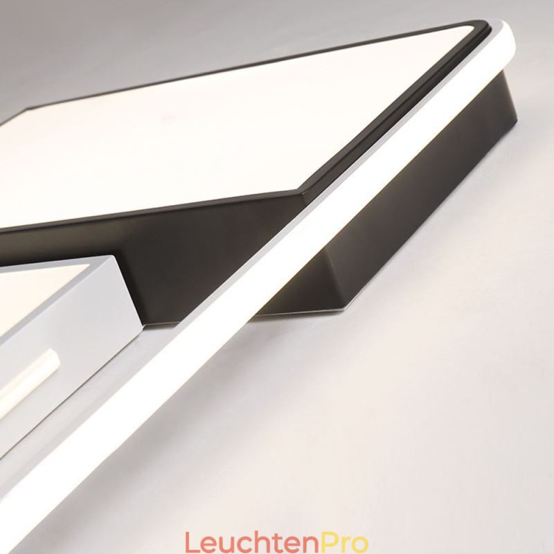 Moderne Deckenleuchte aus Acryl, quadratisch, schwarz-weiß