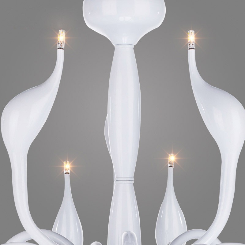 18 Lichter Edelstahl Post Modern Swan Kronleuchter Licht G4 Weiß Fertig