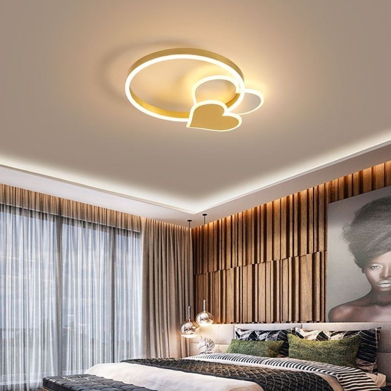 Moderne Deckenleuchte aus Acryl mit goldenem Doppelherz