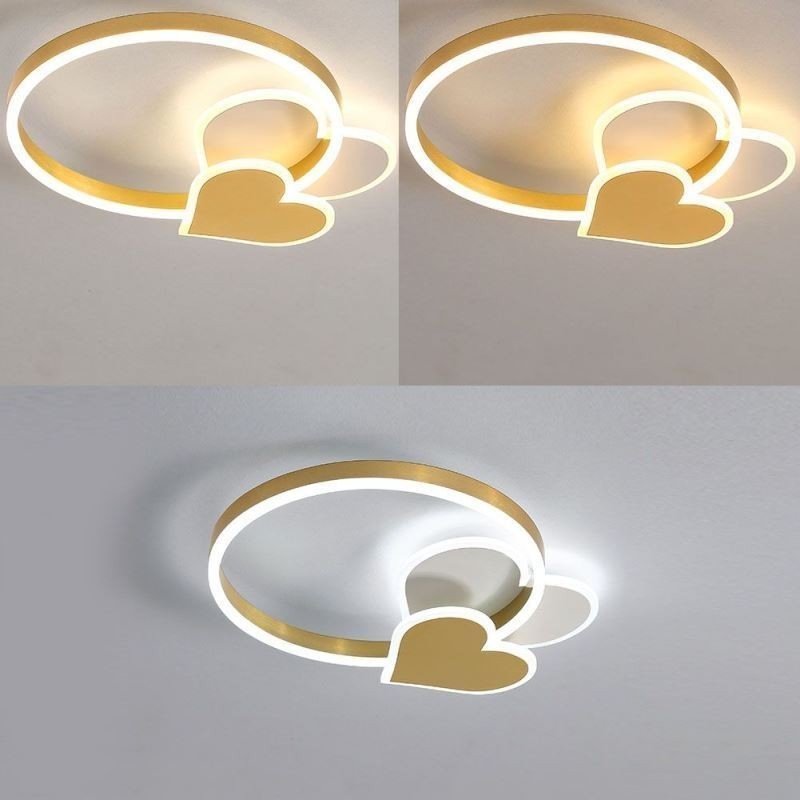 Moderne Deckenleuchte aus Acryl mit goldenem Doppelherz